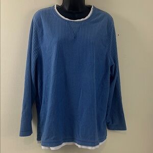 Liz & Me Blue Ribbed Knit Top